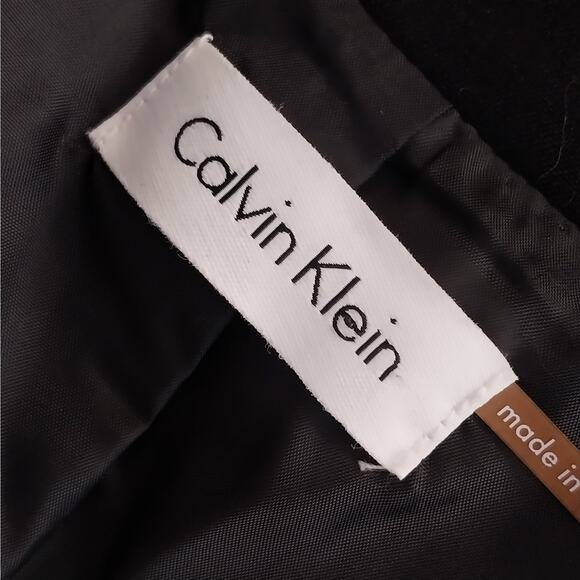 CALVIN KLEIN! LUXE BLACK BUTTON FRONT NEHRU COLLAR CAP SLEEVE DRESS! SZ S - Picture 9 of 10